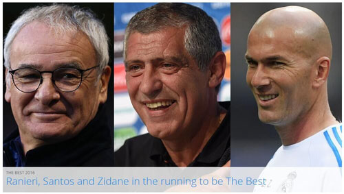 FIFA宣布年度最佳教练三候选 齐达内PK两大功勋
