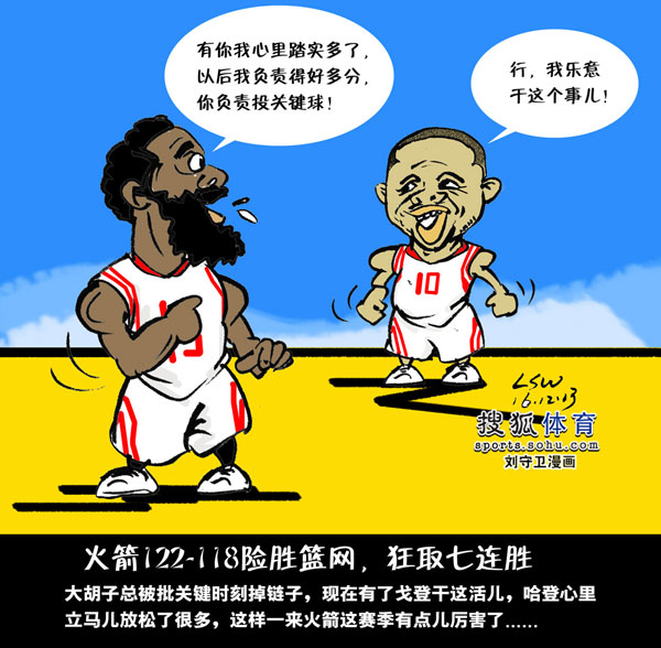 nba漫画:二登互补哈登配角 火箭胜篮网迎7连胜