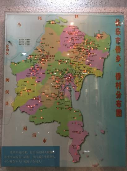 长乐市侨乡桥村散布图。侨乡和侨村麋集地散布着。