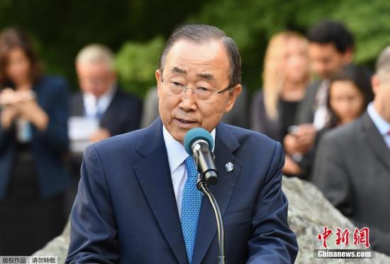 当地时间2016年9月16日，美国纽约，联合国在总部举行“敲响和平钟”仪式，联合国秘书长潘基文亲自敲响和平钟。