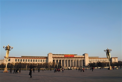 去年12月29日，蓝天下的国家博物馆。图/视觉中国