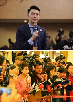 人民网记者郑紫豪、许博在记者会和部长通道提问