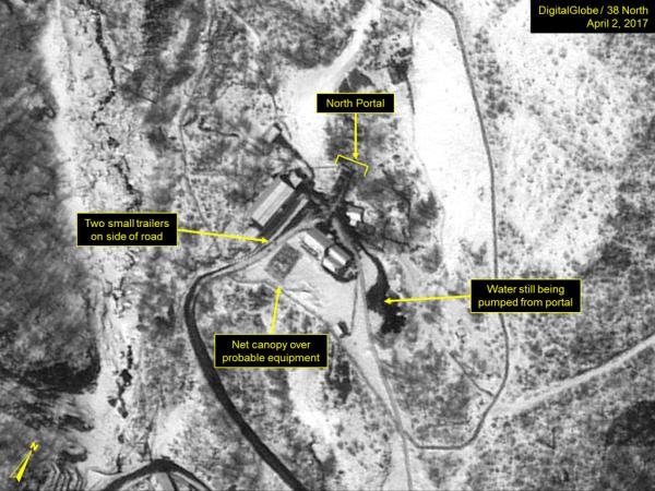 图为朝鲜丰溪里核试验场卫星地图。