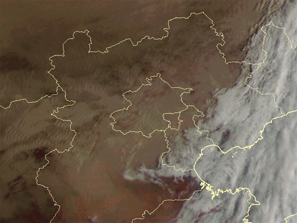 北京地区沙尘动态监测图像（2017年5月4日8时-10时）来源：中青在线