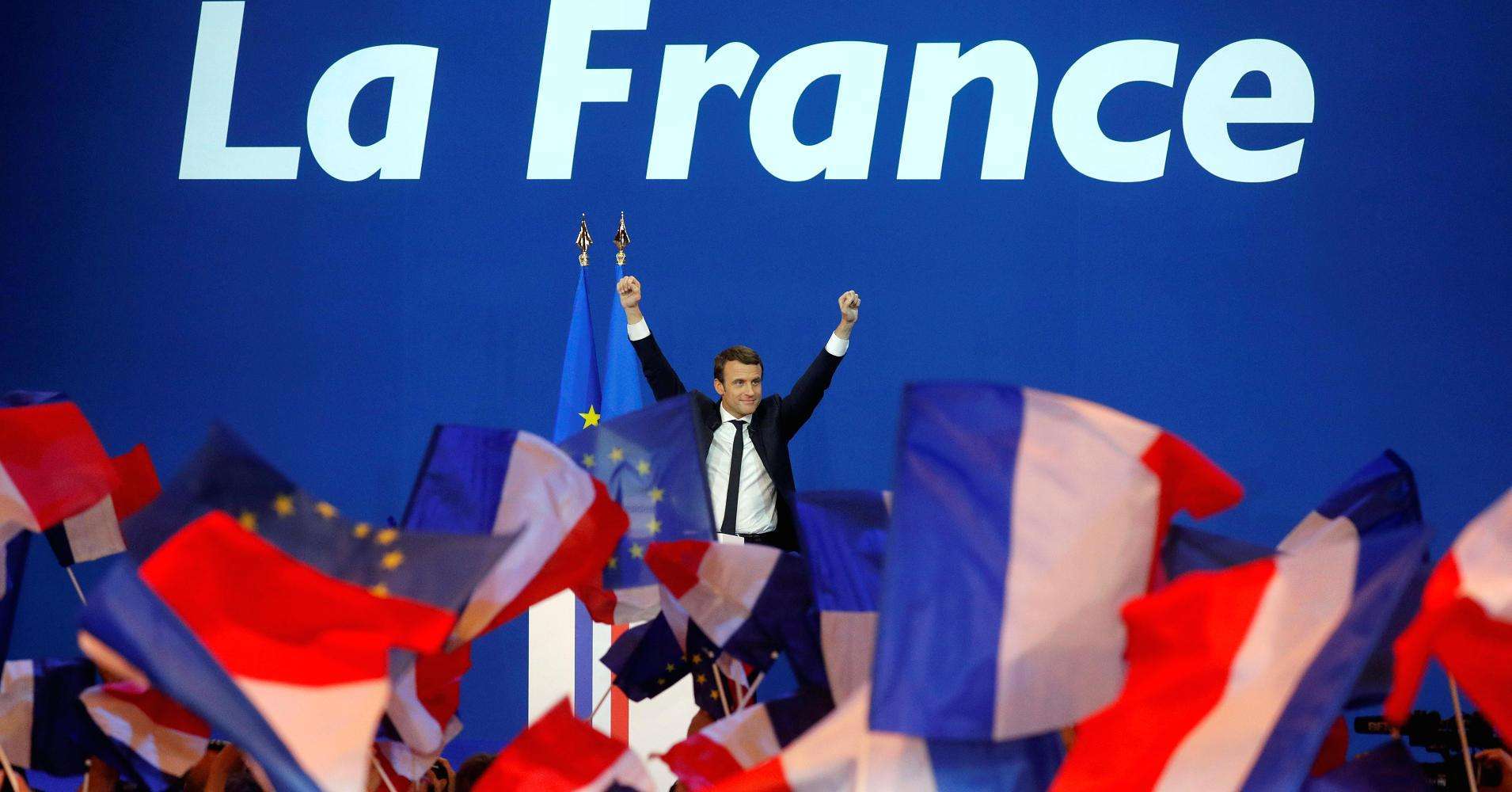 马克龙赢得大选成为法国史上最年轻总统-搜狐新闻