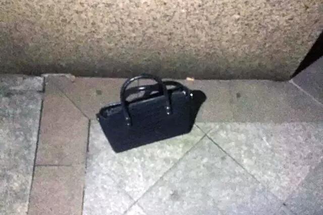 (民警找到被姑娘自己丢弃的皮包)