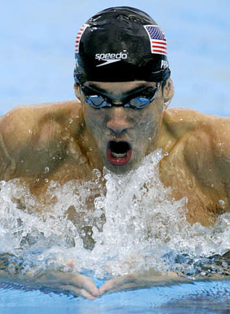 图文:男子200米个人混合泳 菲尔普斯一路领先