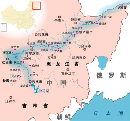 松花江水系图高清图片