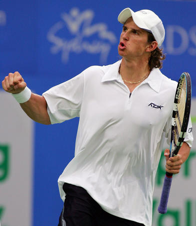 图文悉尼国际网球赛安德烈耶夫庆祝胜利