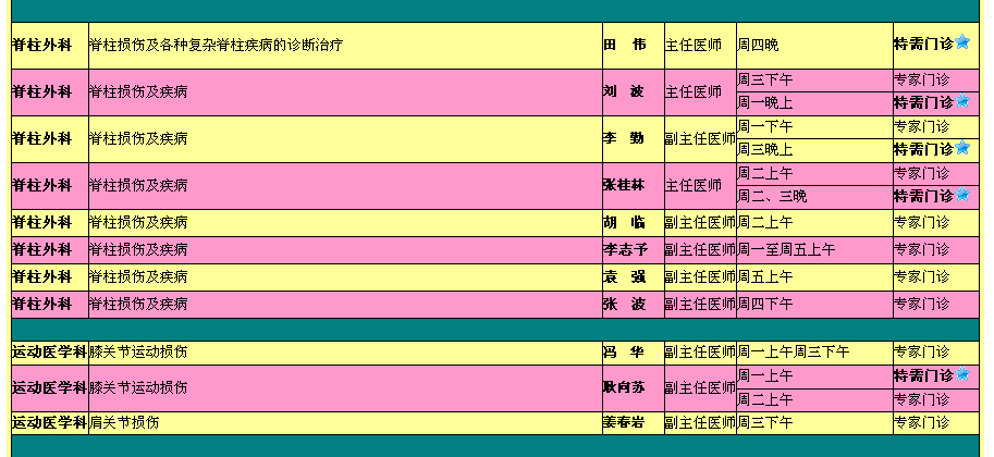 积水潭医院专家出诊表图片