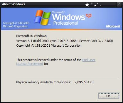 Windows XP SP3 (Build 3180)ͼ