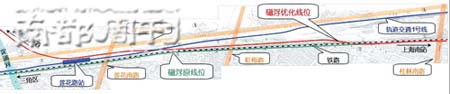 桂林南路—地铁莲花路站段局部线位调整方案示意图。