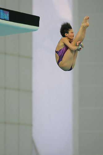 图文:跳水世界杯女子跳台预赛 陈若琳空中英姿