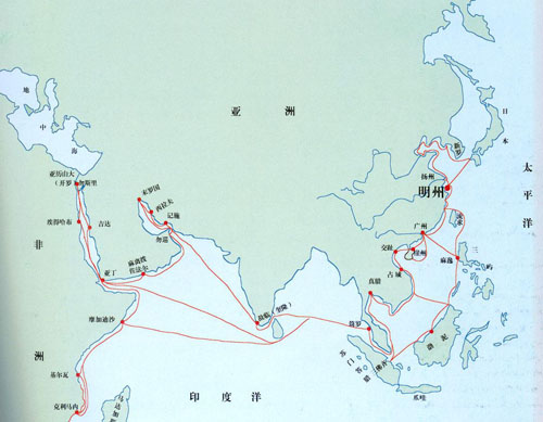 海上丝绸之路示意图