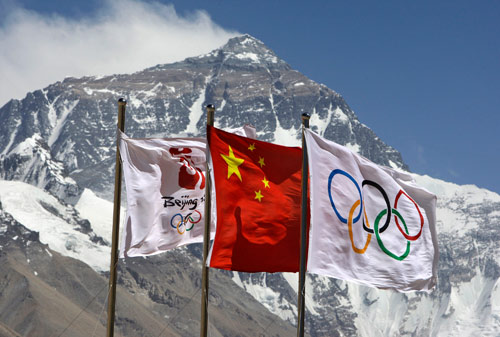 国旗和奥运旗图片