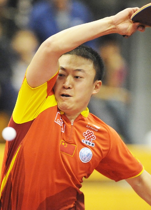 5月16日,中国选手马琳在2008年国际乒联巡回赛中国乒乓球公开赛