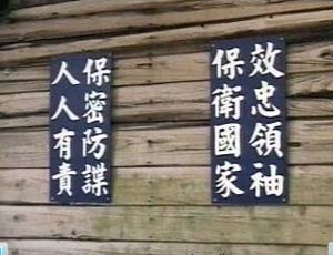 嘉义奋起湖有一条下脚店街，到处贴着“反共抗俄”、“保密防谍”的标语