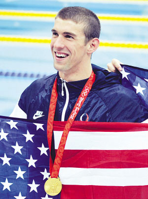 昨天是奥运历史上一个伟大的时刻:美国游泳运动员迈克尔·菲尔普斯