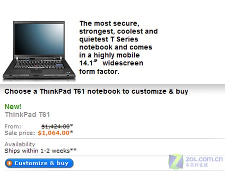 ThinkPad T61ṩ ϼ8200Ԫ 