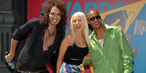 Russell Brand, Christina Aguilera, and T.I.