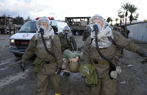 图文:以色列举行防化学武器袭击演习