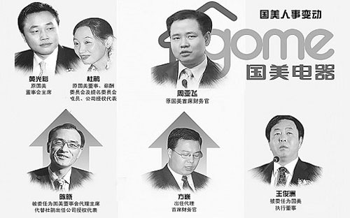 国美人事变动 黄光裕夫妇均停职