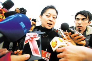 昨日，倪萍接受记者采访。本报特派记者 高科 摄
