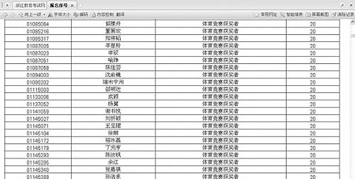 浙江省2009年普通高校招生政策加分考生名单（截图）