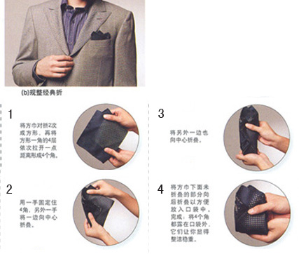 男士西装口袋巾折法图片