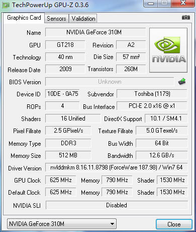 nVIDIA GeForce 310MԿ
