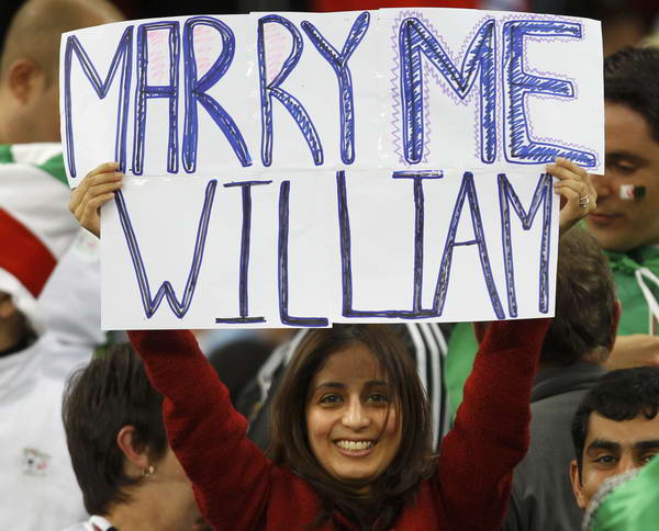 阿尔及利亚女球迷向威廉王子求婚