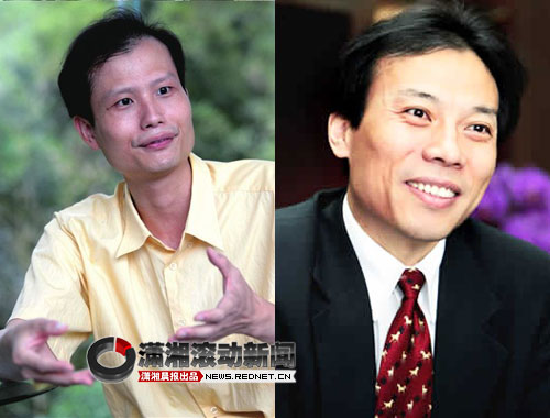 资料图：方舟子(左)，唐骏(右)。