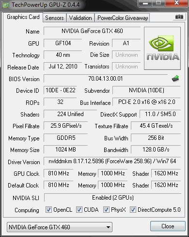GeForce GTX 460 SLIսHD 5870
