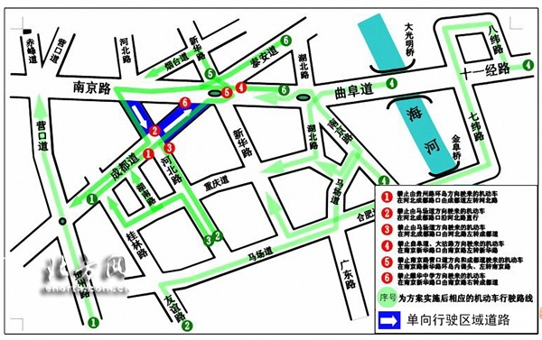 天津南京路新華路環島實施一封兩單六禁(圖)