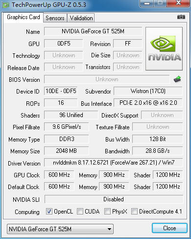 NVidia GeForce GT525MԿ