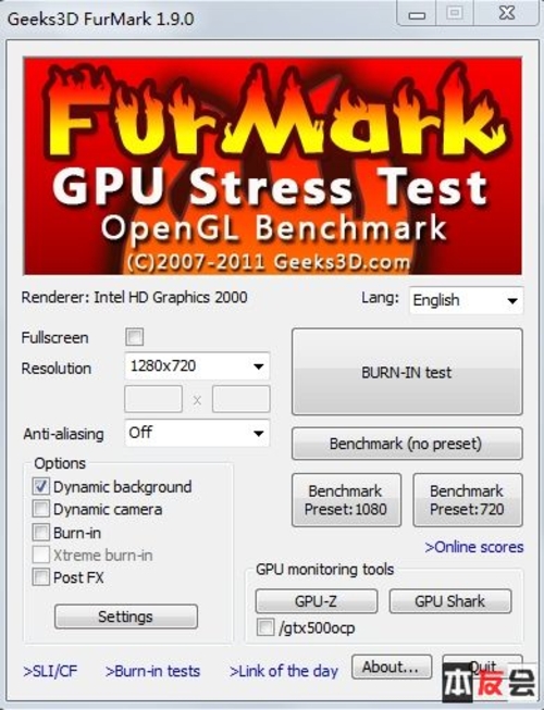 FurMark汾1.9.0ֱֻʸΪ1280x720