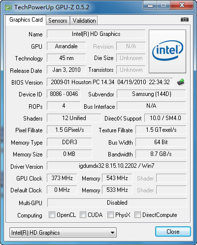 Intel HD Graphics 3000核心显卡