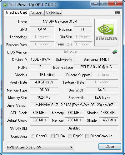 NVidia GeForce 315M独立显卡