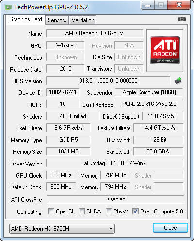 AMD Radeon HD 6750MԿ