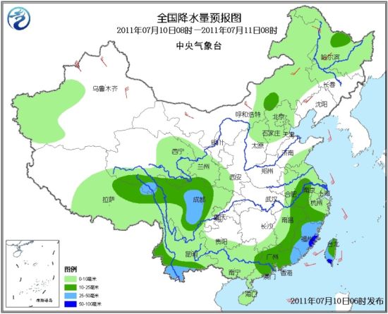 未来24小时降水示意图