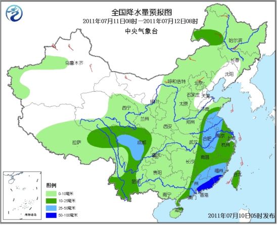 未来24小时降水示意图