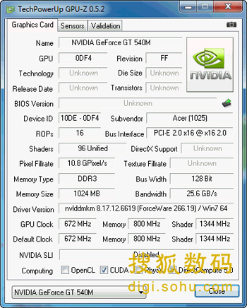 NVidia GeForce GT540MԿ