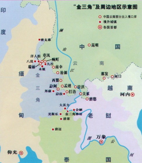 湄公河金三角地图图片
