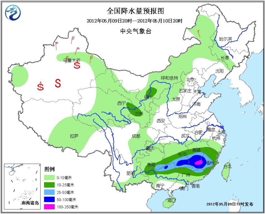 05月09日:未来三天全国天气预报