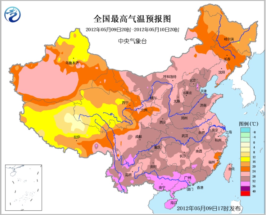 05月09日:未来三天全国天气预报