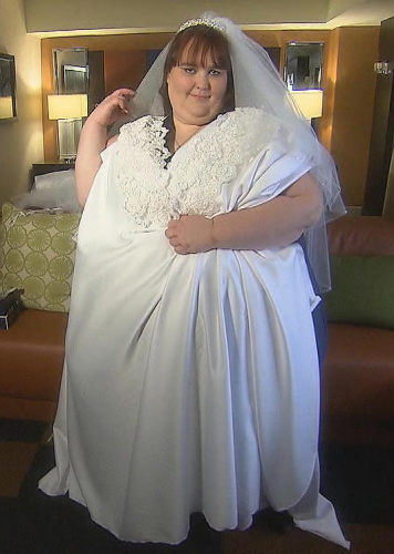200多斤胖女孩拍婚纱照图片