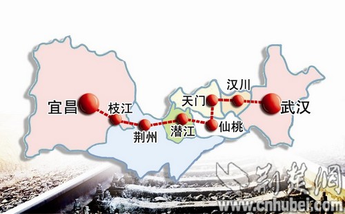 汉宜铁路线路图图片来源：荆楚网