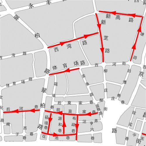 上海市区单行道地图图片