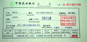 杨云花了200元伪造的假存单。