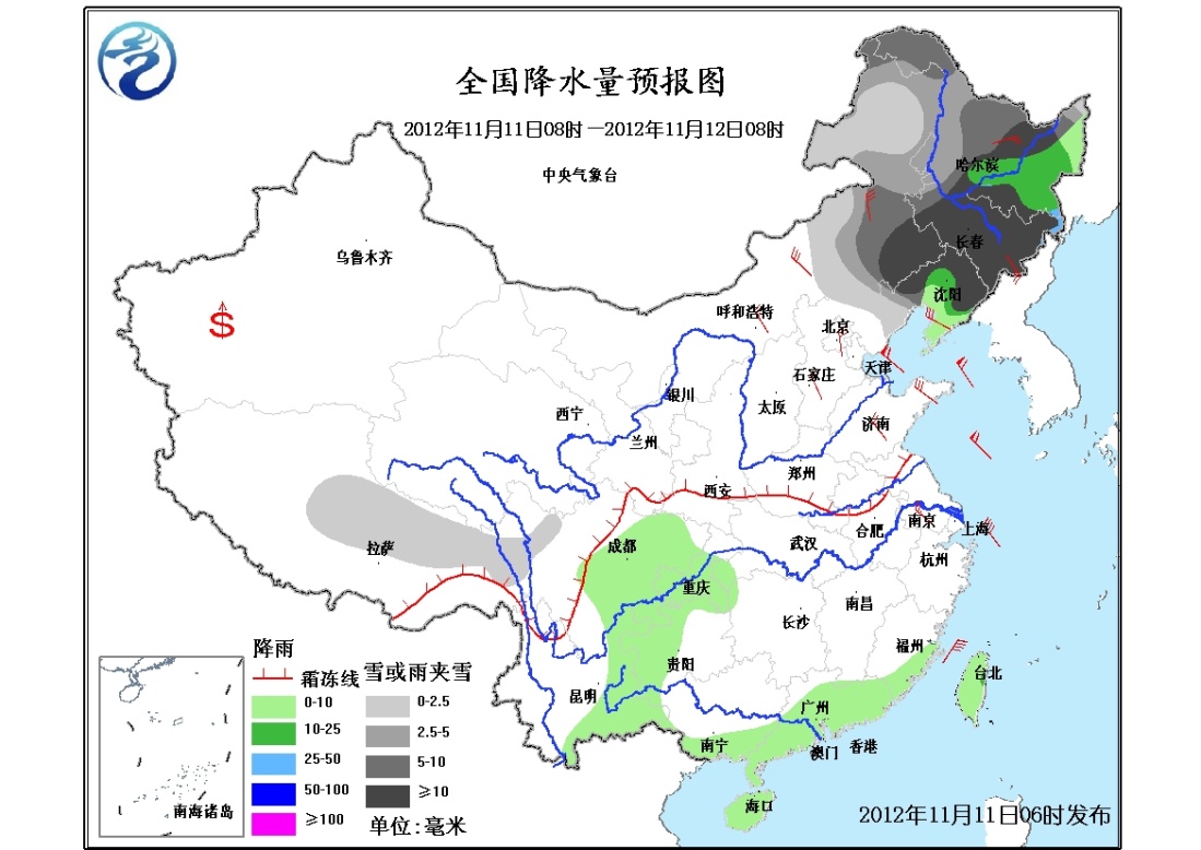 12日08時至13日08時,新疆西北部,西藏中東部,內蒙古東北部,東北